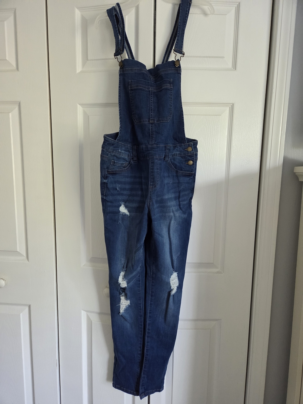 Max Jeans Dark Blue Distressed Denim Overalls for Kids